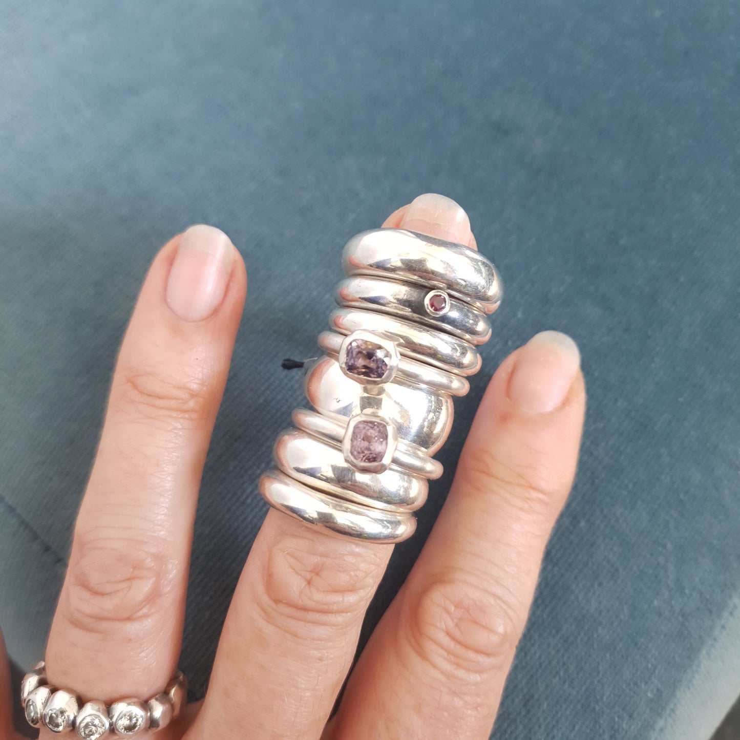 CHUNKY ORGANIC SILVER BAND - SUPER WIDE
