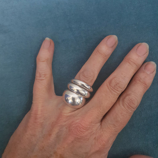 CHUNKY ORGANIC SILVER BAND - SUPER WIDE