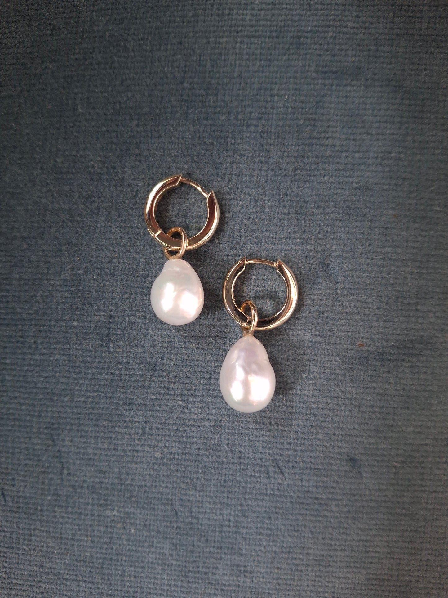 GOLD AND PEARL DROPS - WEAR WITH AMBER HUGGIE EARRINGS
