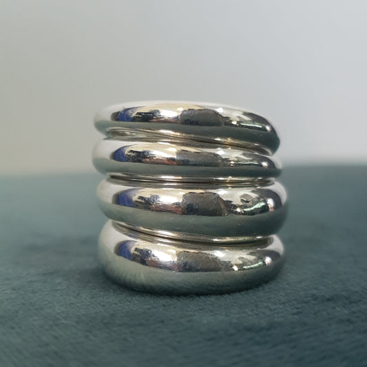 CHUNKY ORGANIC SILVER BAND - NARROW