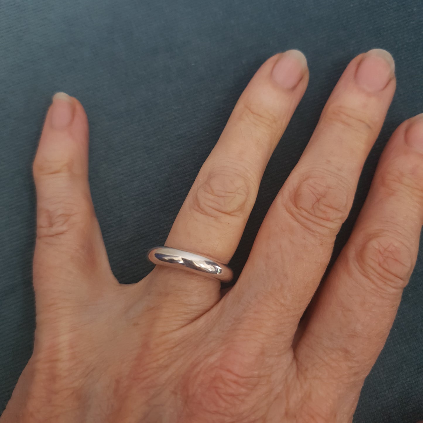 CHUNKY ORGANIC SILVER BAND - NARROW