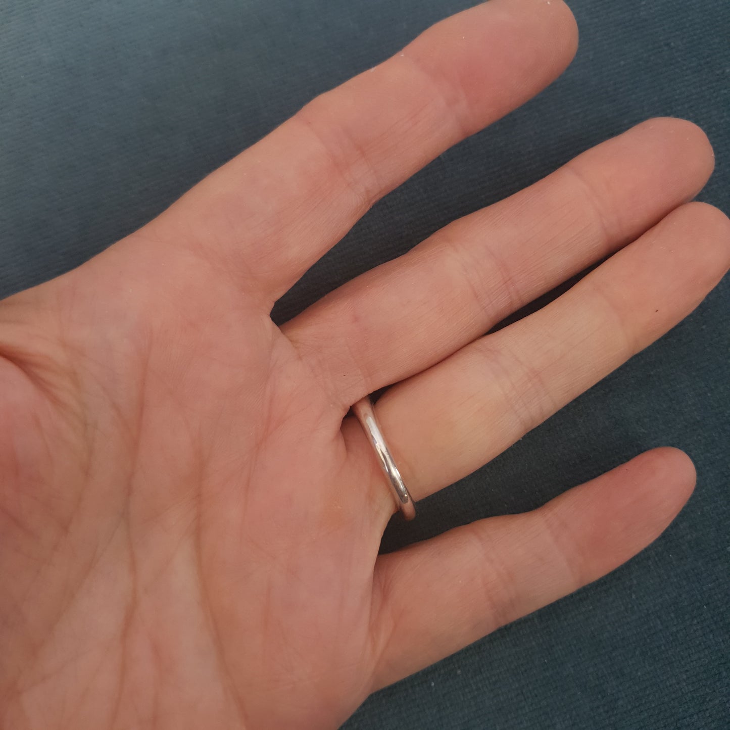 CHUNKY ORGANIC SILVER BAND - NARROW