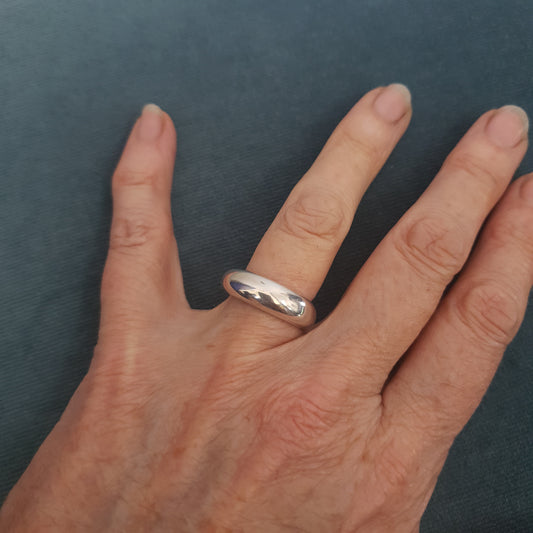 CHUNKY ORGANIC SILVER BAND - WIDE
