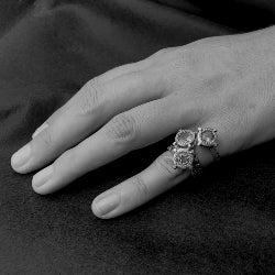 VICTORIA'S SOLITAIRE - TOURMALATED QUARTZ and BLACK DIAMOND