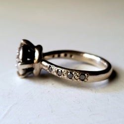 VICTORIA'S SOLITAIRE - RHODALITE and BLACK DIAMOND