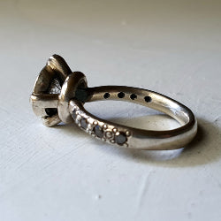VICTORIA'S SOLITAIRE - TOURMALATED QUARTZ and BLACK DIAMOND