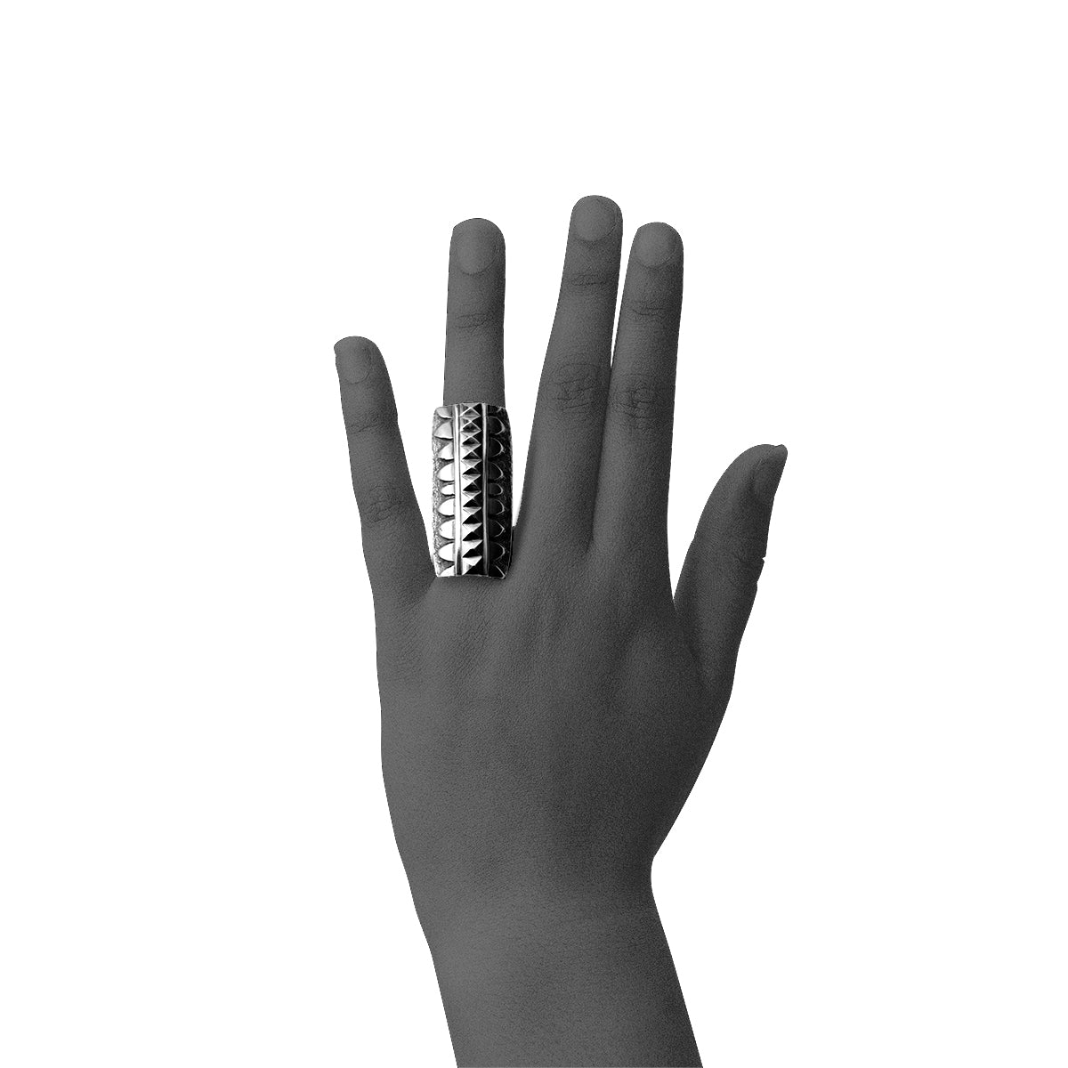 WARRIOR SHIELD RING IN SILVER