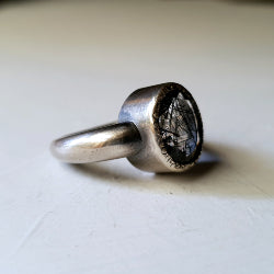 GEMSTONE RING IN SILVER WITH OVAL TOURMALATED QUARTZ